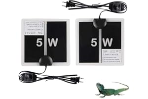 NEKOSUKI Tapis Chauffant Reptile, 2PCS 5W 5.9x5.5 Pouces Tapis Chauffant Terrarium Réglable avec Contrôle De La Température pour Reptiles -Tortue, Serpents, Lézards, Geckos, Araignées