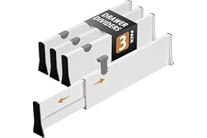 Cinnani Lot de 3 séparateurs de tiroirs, réglables, en plastique, système de séparation pour cuisine, armoire, commode, chambre, salle de bain, bureau