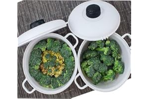 UBOON Quick Cook Pro Olla Multiusos Cocina al Vapor en Microondas, Blanco, Capacidad 2,8 Litros, 20 cm