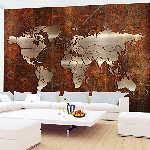 Fototapete Weltkarte 396 x 280 cm – Vliestapete – Wandtapete – Vlies Phototapete – Wand – Wandbilder XXL – !!! 100% MADE IN GERMANY !!! Runa Tapete 9031012a - 4