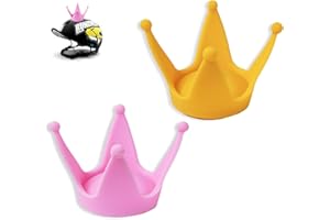 DIFLAX 2 Pezzi Casco Moto Decorazione Corona Caschi Motocross Decorazione Mini Corona Moto Casco Decorazione Silicone Ventosa per Motocross Decorazione Casco, Accessori Copricapo (Giallo e Rosa)