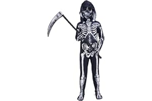 ZUCOS Combinaison de squelette 3D unisexe pour enfant avec masque et faucille