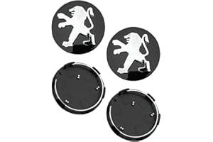 HZAOPZE 4 pièces Cache Moyeux pour Peugeot 60mm Cache Moyeu Aluminium+ABS Cache de Roue Centrale ABS Accessoires de Voiture, Noir Étanche/anti-poussière/avec logo
