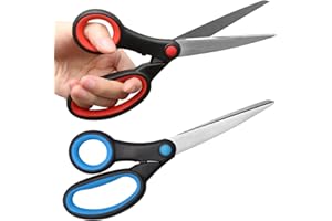 POXIAOER 2 Left Handed Scissors for Crafting Paper Sewing, 8'' Sharp Fabric Scissors for Adults Kitchen Stationery