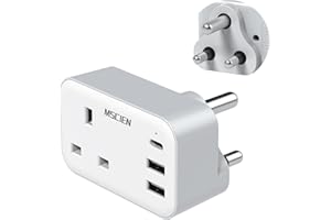 UK to South Africa Plug Adapter, Mscien South African Plug Adaptor with 3 USB, Type M Power Adapter Grounded Charger for SA, Namibia, Swaziland, Lesotho, Mozambique