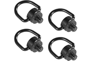 Lyreh 4szt Stal Nierdzewna D-ring Śruba Zawiasowa Uchwyt, 1/4"-20 Gwint Śruba Mocująca Aparat Szybkie Zwalnianie Karabińczyk do Statywów DSLR Mocowania Paska na Nadgarstek (Czarny)