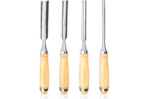 STRIXORN 4PCS Ensemble de Ciseaux à Bois au Manche en Bois, d'Outils de Ciseaux pour Sculpture de Bois, Ciseaux à Bois à Sculpter Outil de Sculpture Professionnel pour Débutant Graveur Artiste Amateur