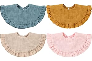 SZJIAHTM 4 Pack Of baby Toddler Soft Cotton Vintage Flower Print Feeding Drooling Breathable Bibs Adjustable Snap Teething Bibs For boys Girls 0-18 Months