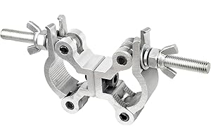 WECAN Collier de serrage double pour éclairage de scène, support de traverses à double tête 35-45 mm, raccord rotatif en aluminium, capacité de charge de 80 kg, 1 paquet