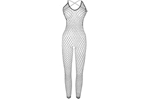 JFAN Ropa Interior de Malla Mujer Trajes de una Pieza Conjunto Lenceria Body Mini Vestido Pijama de Encaje Transparente Regalo de Nochebuena y San Valentín