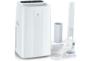 KGOGO Condizionatore Portatile 14000 BTU con Deumidificatore 4 in 1, Ventilatore di Raffreddamento a 2 Velocità, Display Digitale e Telecomando, Kit Finestra, Timer 24 Ore Per Stanze Fino a 32 m²