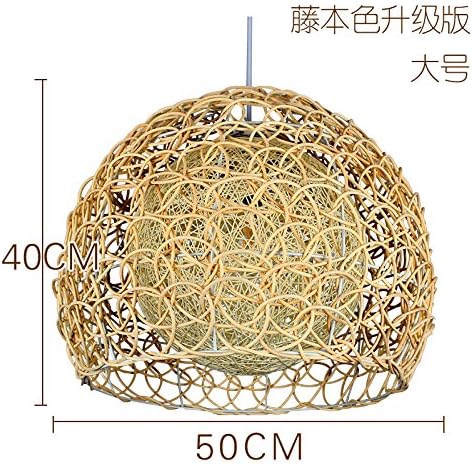 (FuRongHuang) Antique chandeliers rattan arts fresh hand woven lampshades creative personality of the bird's nest Manor Restaurant chandelier, sashimi diameter 50cm natural version (no light source)