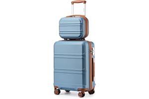 Kono Luggage Sets of 2 Piece Lightweight 20 inch ABS Hard Shell Travel Carry on Suitcase with TSA Lock + 12 inch Portable Hand Cabin Case (Grayish Blue)