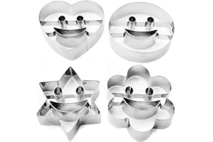 Lot de 4 emporte-pièces HomeTools.eu - Pour des pâtisseries amusantes - En forme d'emoji, de smiley, de cœur et d'étoile - En acier inoxydable