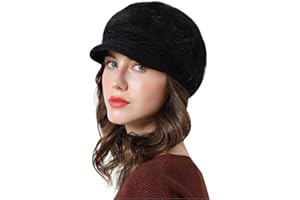 Lachi Ladies Winter Hat Beret Thermal Baker Boy Newsboy Cabbies Hat for Women Knit Beanie Cabbie Cap Visor Warm Skullcap Knitted
