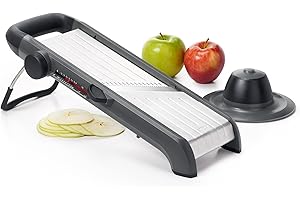 OXO Good Grips cortador profesional de frutas y verduras 2.0 con cuchillas japonesas de acero inoxidable, color gris