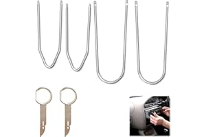 LPXVNJ 6 Pcs Car Radio Removal Tool, Car Tools, Radio Removal Tool Key U and V Shape Suit for Car Stereo Removal Tool Key Replacement Pin Stereo Tool Car DVD Audio