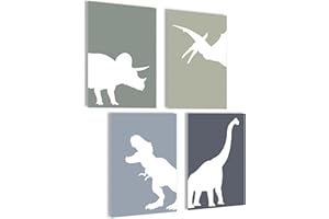 mojoliving Poster dinosauro per cameretta dei bambini, decorazione per la cameretta dei bambini, motivo dinosauro, decorazione per la cameretta dei bambini, immagini per la cameretta dei bambini,