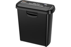 Bonsaii Aktenvernichter Aufsatz, 6 Blatt Streifenschnitt Schredder, Sicherheitsstufe P2, Dokumenten Papierschredder mit Teleskoparm, mit 9 Liter Papierkorb (S123-A)