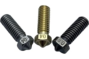 3DPLady | Lot de 3 buses Volcano Best of Bundle de 0,4 mm (1 x laiton, 1 x acier, 1 x acier trempé de couleur noire) par exemple pour Artillery Sidewinder/Artillery Genius/Anycubic Vyper