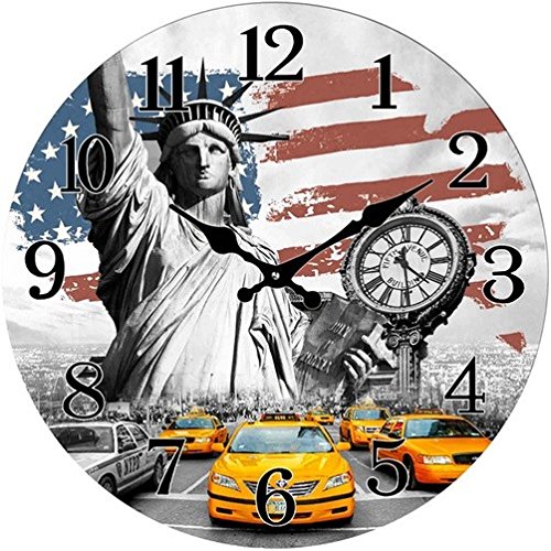 Glas Wanduhr New York Flagge Yellow Cabs 28 cm
