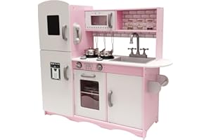 DXQ Doblican Kids Wooden Play Kitchen Pretend Play Utensils Toys Cooking Role Play Set Sounds and Lights Stoves