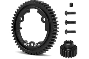 OGUNKE OGRC 50T 1 Mod Hardened Steel Spur Gear with 18T Motor Pinion Gear for Traxxas 1/5 X-Maxx 1/7 XO-1 1/10 Maxx/E-Revo 2.0 VXL Replace Stock Part #6448