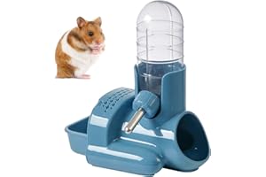 TOKAYIFE Bebedero Hamster Botella de Agua pequeña Casa Hamster Comedero para hámster Bebedero Colgante con Soporte Adecuado para Animales pequeños (Azul)