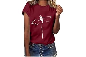 MEILYVIBA T-Shirt Damen Sommer Kurzarm Mode Hemd Bluse O-Ausschnitt Motiv Sommershirt Oberteil Tops Pullover Casual Rundhals Damenbluse Kurzen Ärmel