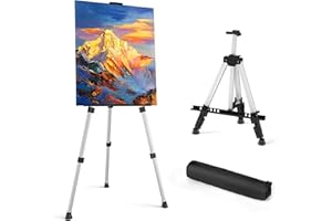 ISFORU - Cavalletto per pittura artistica, portatile, regolabile, in alluminio, con custodia, extra robusto per pittura da tavolo/pavimento, disegno e esposizione