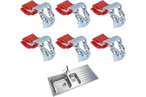 DHWEKU Staffe Montaggio Lavello Fissaggio Arco,ganci zoccolo cucina,Per Staffa Con Intaglio Sovrapposizione, Lavello, Cucina, Bagno, Doccia, Regolabile, Ganci Regolabili Da Incasso,6Pezzi, 50 X 25 X18 mm