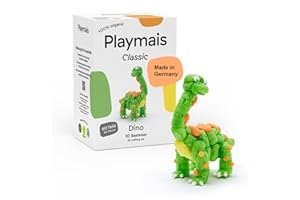 Playmais Classic Dino | 90 Teile | Bastelset | natürliches Spielzeug | inkl. Schwämmchen | vegan, verantwortungsvoll & sicher für Kinder & Umwelt | ab 3 Jahren | Weihnachts-Geschenk