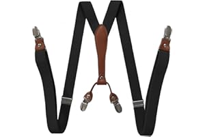 XUELUMEI Hosenträger Suspender Hosenträger Für Damen, 4 Clips, Y-Rücken, 2,5 cm Breit, Verstellbar, Elastisch, Jeans-Hosenträger, Damen-Hosenträger Für Hochzeitsfeier, Veranstaltung, Schwarz