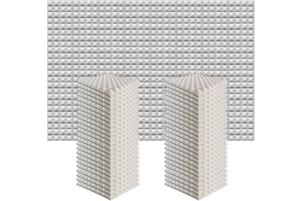 Ace Punch 96 Piezas GRIS Piramide Aislamiento Acustica Estudios Profesionales Espuma Absorcion Tratamiento Conjunto 50 x 50 x 5 cm AP1034
