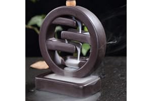 XUDREZ Portaincenso quadrato con 20 pezzi di coni di incenso di riflusso Porta incenso in ceramica per la casa