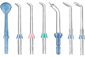 Yaowanguan Embouts de Jet de Rechange 7 Pièces pour Waterpik WP-100/WP-250/WP-450/WP-560/WP-660/WP-811/WP-861W/WP-900/WP-940/WP-950(Buse Standard,Langue,Parodontale,Plaque,Orthodontique)