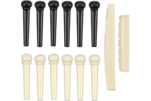 NATUCE Chevilles pour Guitare, 12pcs Broches de Pont de Guitare, Selle de Pont et Sillet de Chevalet en Os, Remplacement pour Chevilles et Sillet de Guitare Acoustique Folk