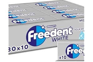 FREEDENT WHITE - Chewing Gum Sans Sucre - Goût Menthe Douce - 30 Paquets de 10 Dragées - Grand Format 300 Dragées - 420g