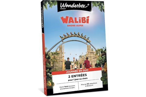 Wonderbox Connect - Coffret Cadeau - Walibi Rhône-Alpes - 2 entrées pour 1 jour au choix - Plus de 30 attractions à découvrir - Parc à thème - Validité 27 mois