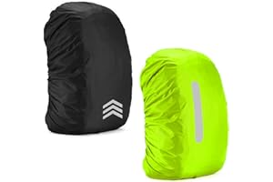 BEIIEB 2 Fundas Reflectantes para Mochila, Funda elástica para la Lluvia con Tiras Reflectantes, Funda para la Lluvia para Mochila Escolar, Adecuada para Acampar y Hacer Senderismo al Aire Libre.