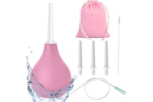 ZOCONE Enema Bulbo 224 ml Pera Lavativa Ducha Hombre y Mujeres con 6 Accesorios - Bombilla para Enema para Limpieza de Silicona Ducha Anal Bombilla de Ducha de Enema, Diseño Antirreflujo (Rosa)
