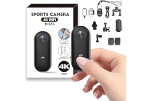 ZEERKEER 4K Mini Thumb Action Camera, Portable Vlogging Camera, Waterproof Wearable Body Camera 4K with 360° Rotation Clip, Magnetic Hands-Free POV Camcorder for Cycling, Motorcycle, Pet Walking, Vlogging