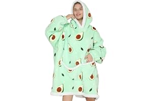 Wenlia Sherpa Hoodie Sudadera Manta, Manta Extragrande con Estampado Sherpa para niñas Mujeres, Sudadera con Capucha de Franela de Doble Capa, súper Suave y cálida Regalo para Madre e Hija