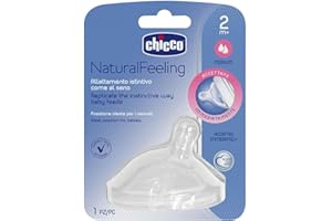 Chicco Smoczek Natural Feeling, Antykolkowy, Smoczek do Butelek z Szeroką Szyjką, Przepływ Średni, Dla Niemowląt od 2m+ (zestaw 2 szt.)