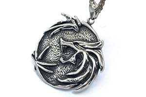 ZFSBRTL Wiking 3D wilk naszyjnik, męski ze stali nierdzewnej nordycki wilk Fenrir czaszka wisiorek naszyjnik steampunkowy amulet vintage biżuteria