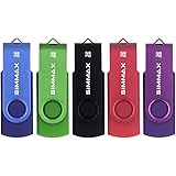 SIMMAX Chiavetta USB 5 pezzi 32GB Girevole Pendrive USB 2.0 Unità Memoria Flash (32GB Blu Verde Nero Rosso Viola)