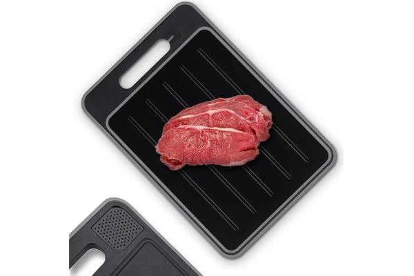NK Planche pour décongeler Les Aliments + Planche à découper (4 en 1) - Décongeler, Couper, râper Les épices et aiguiser Les Couteaux, antiadhésive et antidérapante, 36,5 x 25 x 1 cm (Lave-Vaisselle