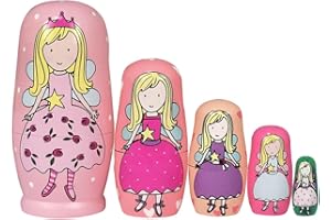 ELUTONG Wooden Nesting Dolls Russian - Angel Russian Matryoshka Nested Dolls, 5Pcs/Set Handmade Stacking Educational Learning Kids Toys