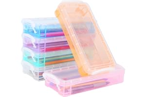 FAMCUCHE Lot de 6 boîtes à Crayons empilables Transparentes - 22 x 10 x 4 cm - 6 Couleurs - Organisateur de Bureau - pour Papeterie, Crayons Aquarelle, pinceaux et Outils de Dessin