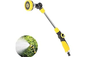 SSEHCWAN Watering Lance, Long Metal Spray Lance Garden Watering Wand 8 Adjustable Modes Spray Nozzle 180° Rotating for Hanging Basket Cleaning, Plants Watering, Car Washing, Pet Bathing 48cm